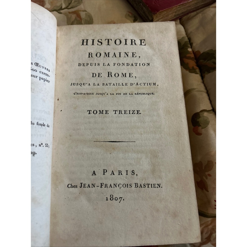 1807 Histoire Romaine Tome 13 Charles Rollin Antique Leather Book Paris Bastien